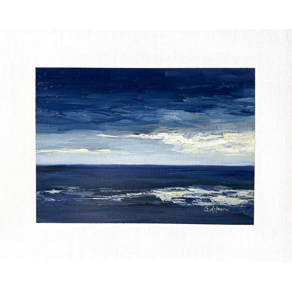 8x10 Original Oil Landscape Painting Nocturne Impressionist Night Sky Art Signed